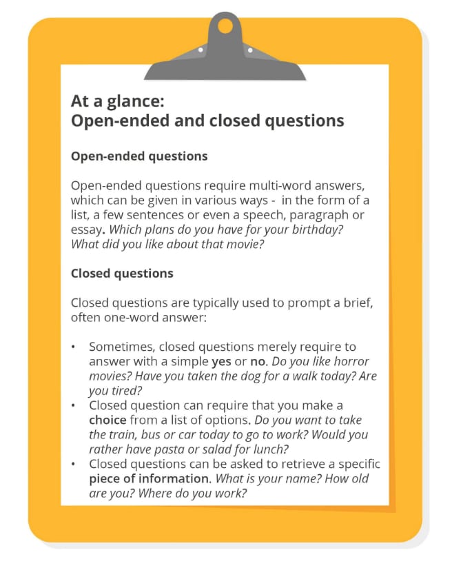 Open and closed questions overview (1)